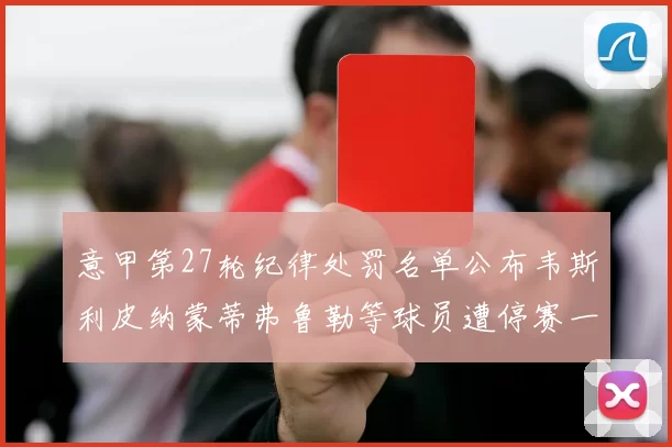 意甲第27轮纪律处罚名单公布韦斯利皮纳蒙蒂弗鲁勒等球员遭停赛一轮